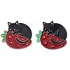 Brooch Lapel Pin Badge Pin Strawberry Black Cat Cat Brooch Lapel Brooch Enamel Pin Brooches Pin
