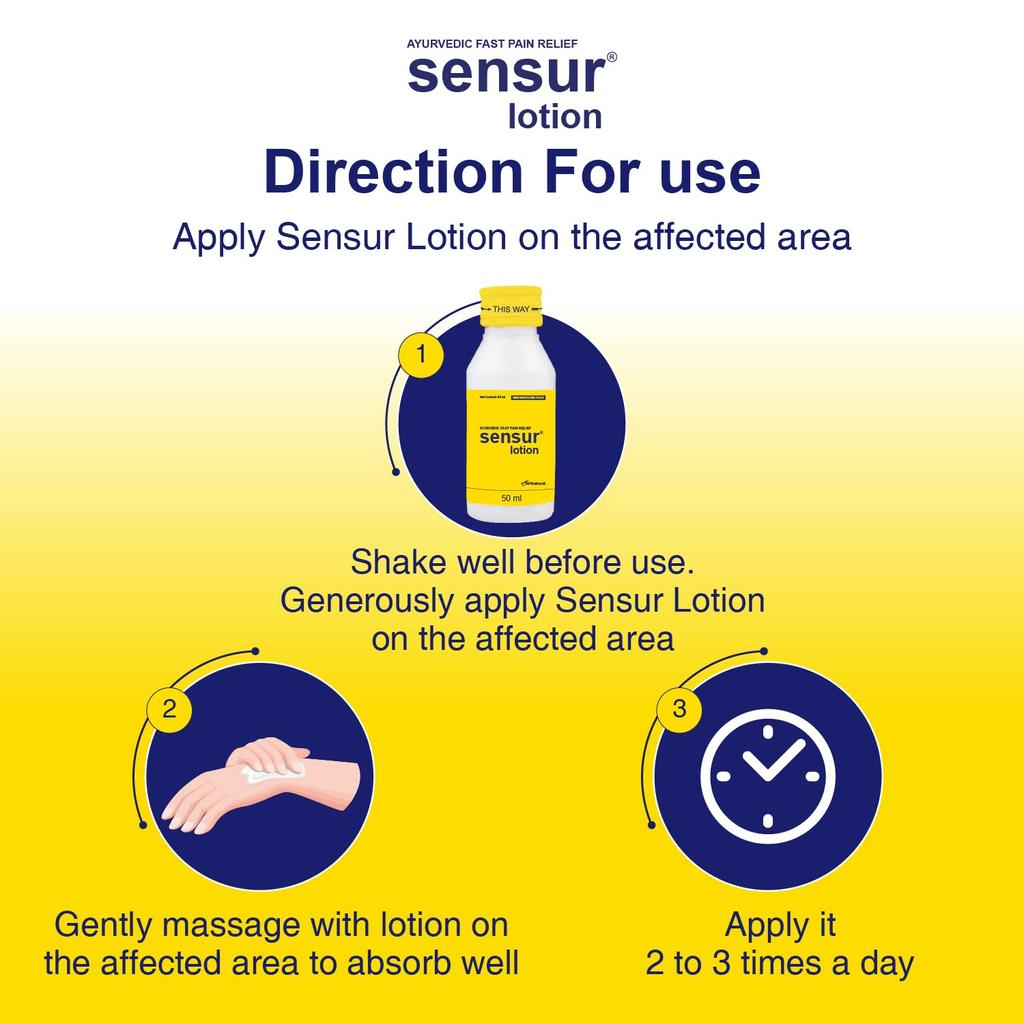 Sensur Натуральный аюрведический лосьон для облегчения боли 50 мл Упаковка из 3 штук Быстродействующее облегчение боли в мышцах и суставах