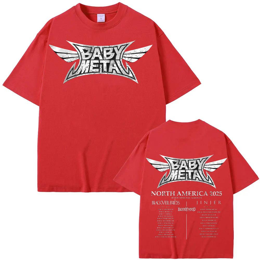 Babymetal North America Tour 2025 T-shirts Vintage Babymetal Japan Metal Rock Band Tshirts Men Women's Pure Cotton Tees Harajuku