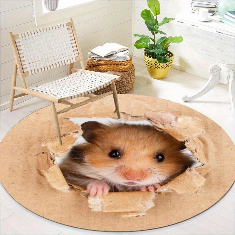 S Cute Mouse Round Rug Nonslip Area Rug Office Chair Mat Carpet For Living Room Bedroom Home Decor