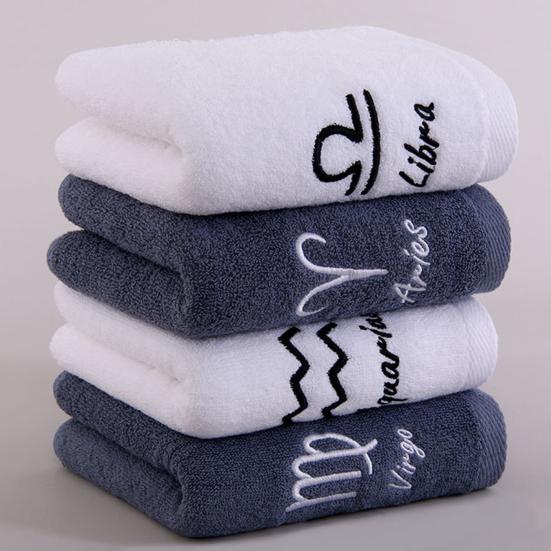 Shower Towel Thickened Lint-free Letters Embroidery Highly Absorbent Soft Cotton Face Towel Washroom