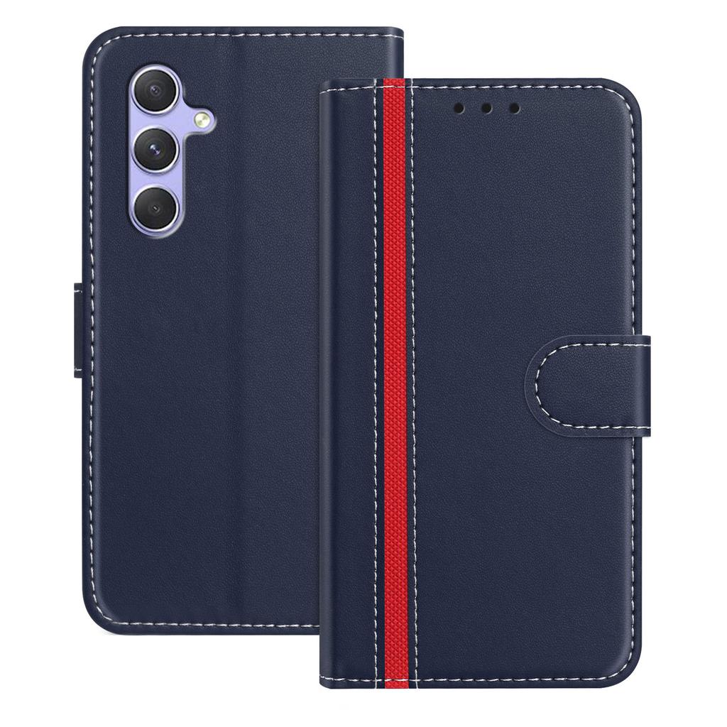For Samsung Galaxy A54 5G Phone Cases Wallet Stand Color Splicing Leather Cover with Magnetic Clasp