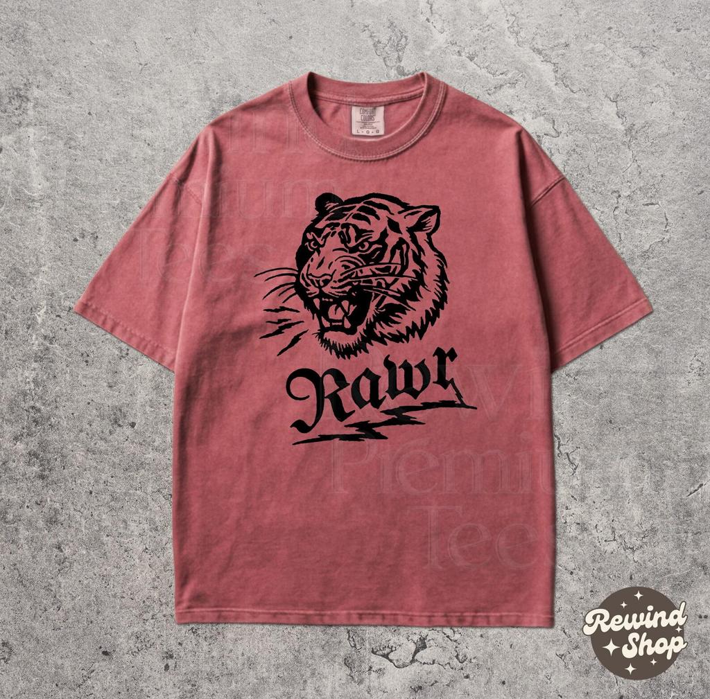 Retro Rawr Tiger Comfort Colors Shirt - Vintage Wild Animal Tee - Tiger Aesthetic Tshirt