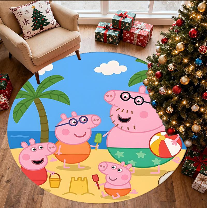 Cartoon animation Pattern Round Rug, Indoor/Outdoor Mat, for Picnic, Gameroom, Bedroom, Office, Living Room, Home Decor Carpet, Birthday Gift