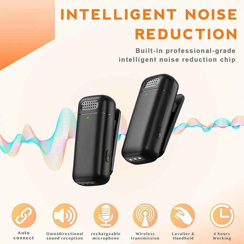 Wireless Lavalier Microphone for iPhone 17 16 15 Android Phone Mini Microphone with Charging Case Noise Reduction for Video Vlog
