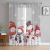 Christmas Snowman Snowflake Gray Sheer Curtains for Living Room Decoration Window Curtains Kitchen Tulle Voile Curtains