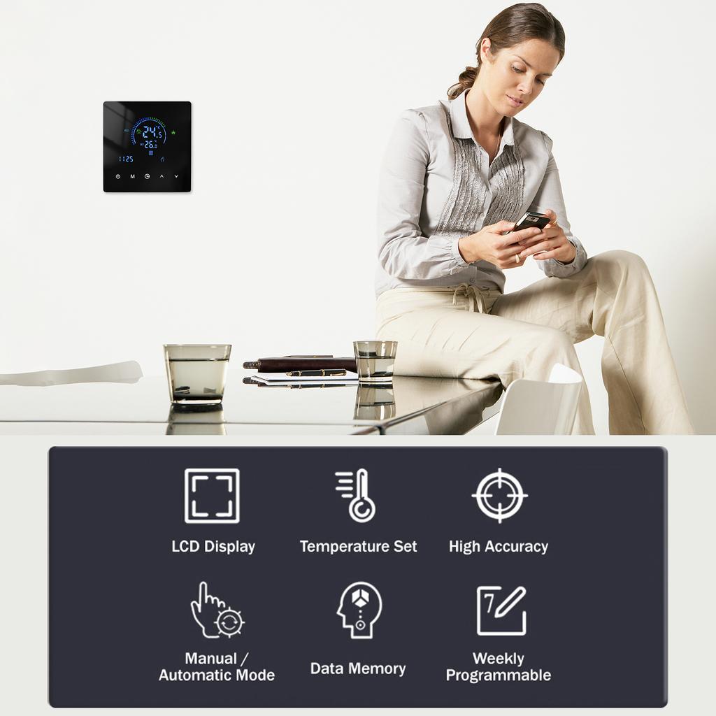 Интеллектуальный термостат, регулятор температуры для водонагревательного оборудования, сенсорный ЖК-дисплей