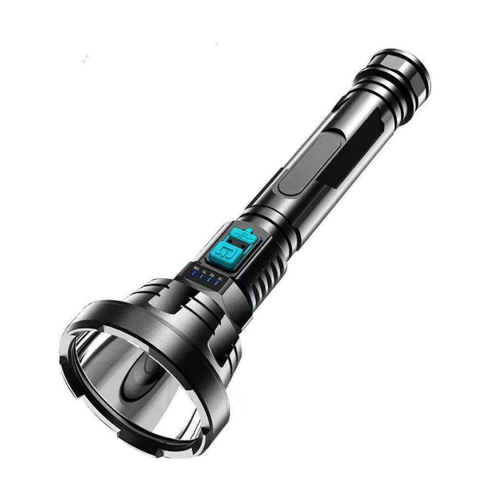 ABS Multi-Function Long-Range Flashlight with Strong Red & Blue Ring Illumination for Household & Outdoor Use