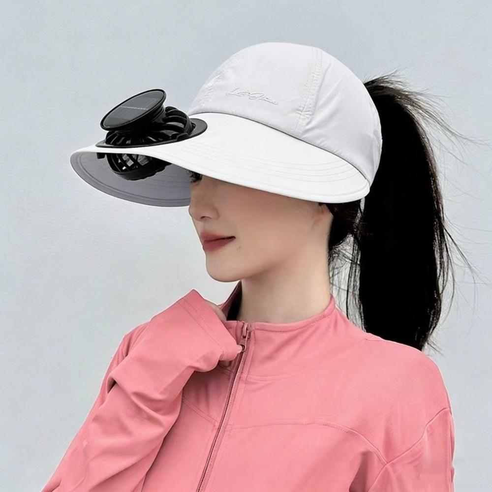 Solid Color Rechargeable Cooling Baseball Cap Rechargeable Sunshade Hat for 3.7V600mAh Women