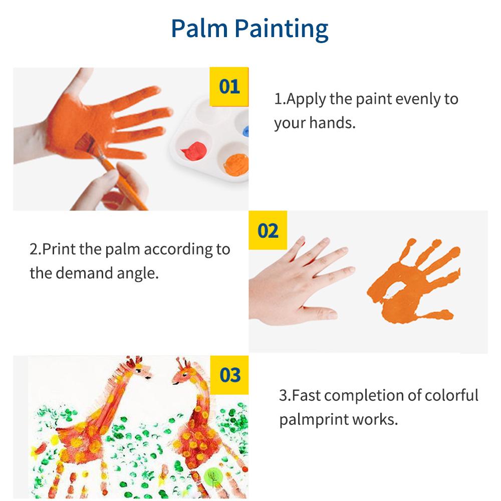 12 Colors Finger Paints Set 15ml Each Bottle Washable Paints Non with Brush Art Supplies for Toddlers Children DIY Art Craft Painting