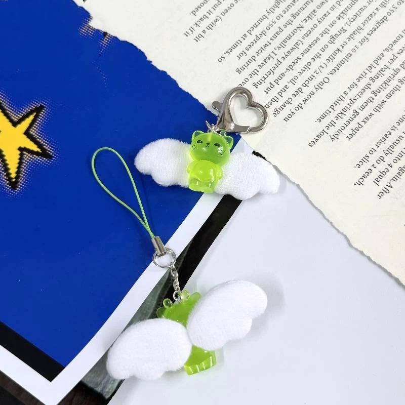 Cute Luminous Alien Cat Keychain Resin Mobile Phone Pendant Bag Charm Backpacks Purses Pendant Party Gift