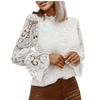 Women Lady Long Sleeve Lace Stitching Blouse Tunics Tops Shirts