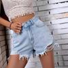 Women's Clothing INS New Casual High Waisted Pants with Burr Edges and Torn Holes, Jeans and Shorts for Women