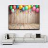 Colorful carnival balloons and tassels are decorated on the rustic wooden boards - polyester fiber photo background cloth