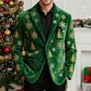 Men's Printing Corduroy Warm Pocket Suit Jacket Cardigan Men's Casual Suit
