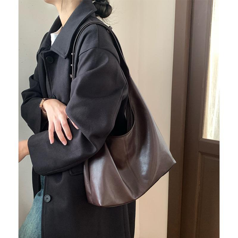 Soft Leather Tote Bag Women's Vintage Premium Genuine Leather Shoulder Bag Large Capacity Underarm Bag