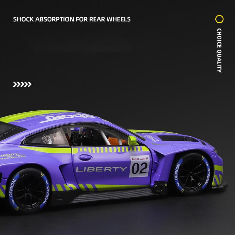 1:24 BMW M4 GT3 Alloy Sports Car Model Diecasts Metal Racing Car Vehicles Model Simulation Sound Light Collection Kids Toys Gift