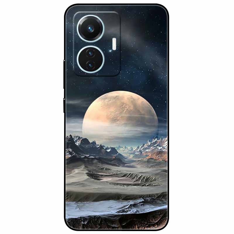 Чехол для vivo T1 4G V2153 Чехлы ТПУ Черный Силиконовый Звездная Луна Чехол для vivo T1 44W Чехол Ударопрочный Мягкий X100 Pro Корпуса