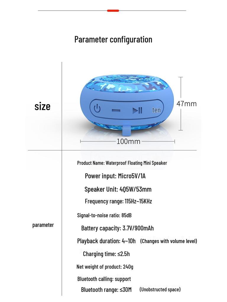 Cyboris Плавающий Bluetooth-динамик IPX7 Водонепроницаемый Портативный Мини-сабвуфер для активного отдыха и езды на велосипеде с TWS