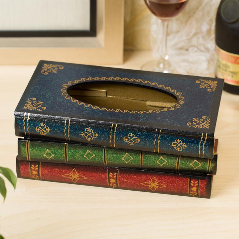 Ретро европейская симуляция книги коробка для салфеток деревянная креативная коробка для хранения бумаги гостиная ресторан кухня украшение стола