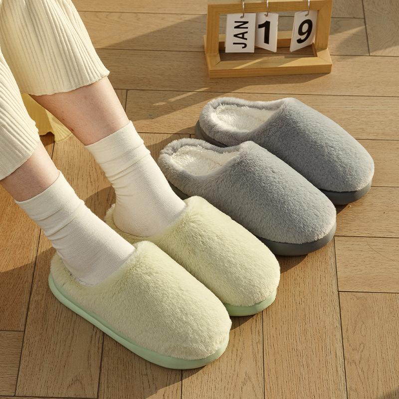 Тапочки Мао Мао осень-зима 2025 новые бархатные теплые домашние нескользящие мягкая подошва однотонные туфли хлопковый моп