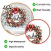Glass Door Decor Watercolor Christmas Wreath Static Window Cling, Reusable Xmas Sticker with Red Bow Winter Stickers Snowy Decal, Holiday for