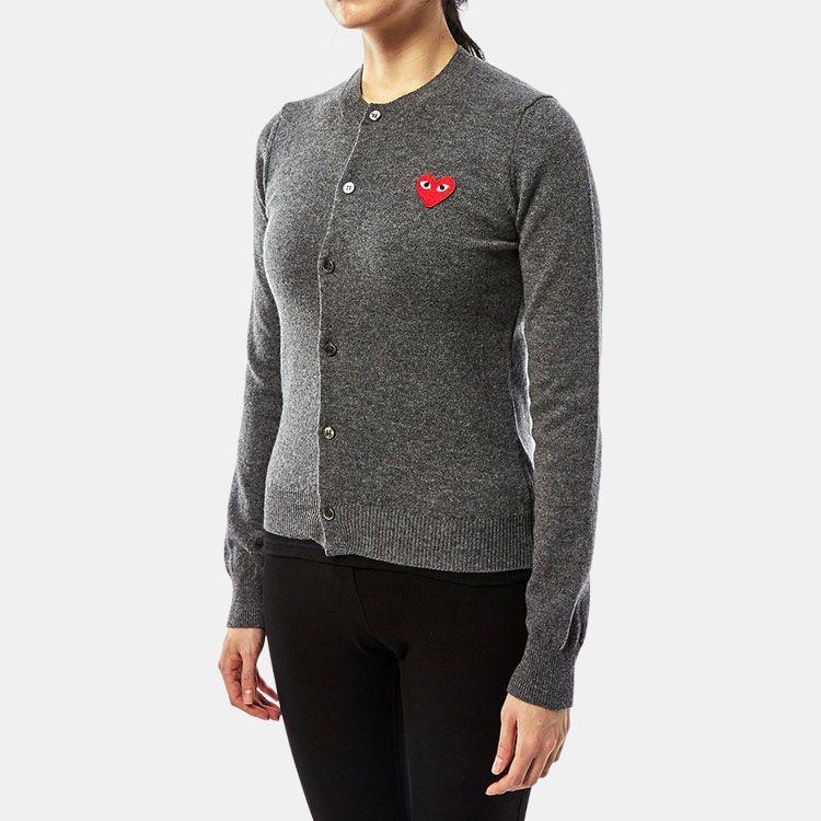 Comme des Garçons PLAY (WMNS) COMME des GARCONS PLAY Cardigan Red Emblem 'Grey' Women's AZ-N007-051-3