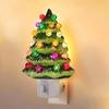 Resin Christmas Tree Night Light US Plug Bedside Lamp Vintage Christmas Mood Light  Bedroom