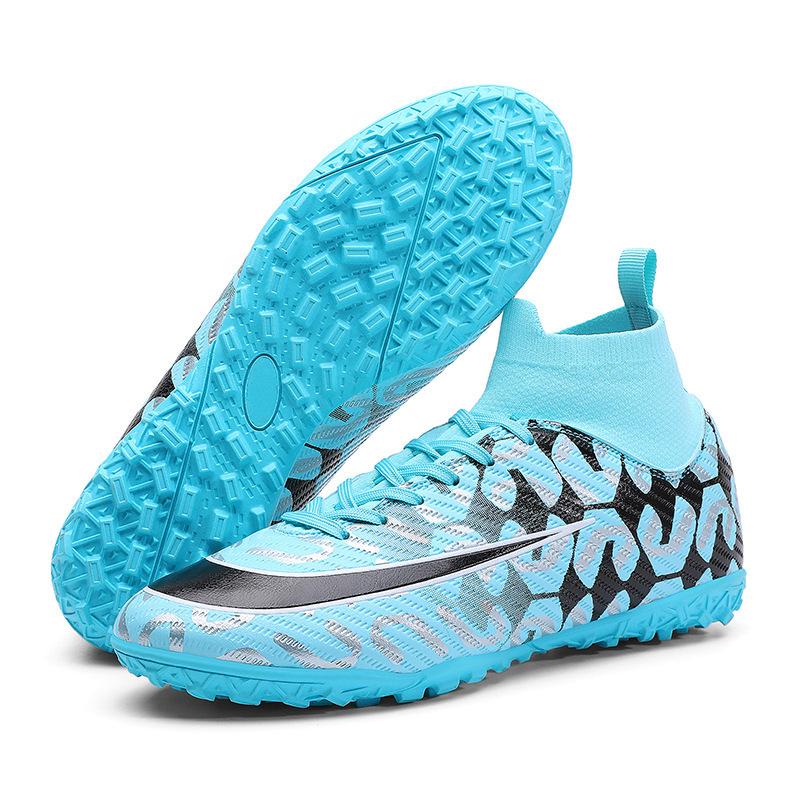 Large Size Football Shoes Men's High Top Teen Students TF Shredded Nails AG Spikes Competition Training Football Shoes