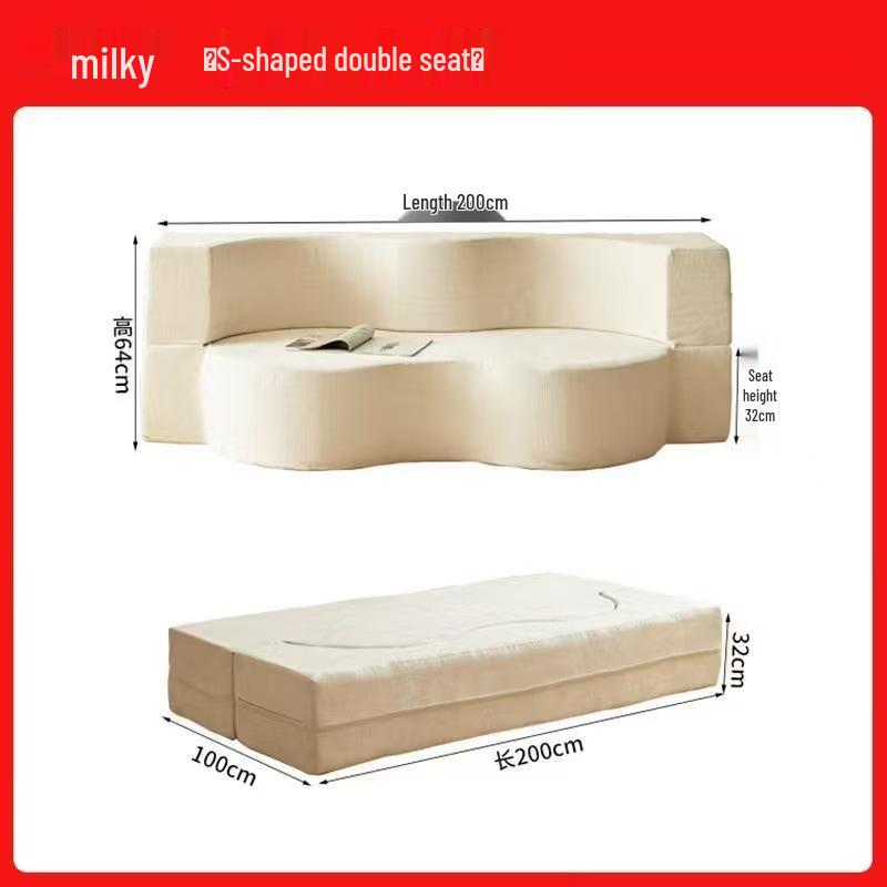 Dual-Purpose Foldable Fabric Sofa Bed for Three