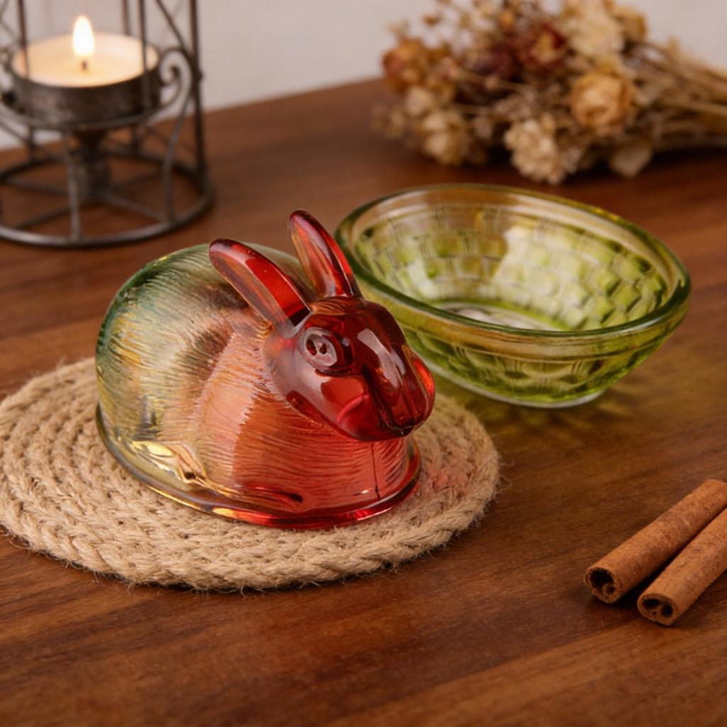 Стеклянная конфетница «Кролики» с крышкой, Конфетница с крышкой, Забавные банки для конфет, Разноцветная настольная десертная тарелка, Миска для закусок, Лоток для яиц