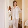 Домашняя одежда в девчачьем стиле, пижама из ледяного шелка, женский костюм с длинными рукавами, стильный дизайн, пуговица-ракушка