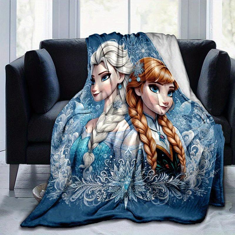 1 шт. Плед с принтом Эльзы - Мягкий, всесезонный плед для гостиной, спальни, персонализированный подарок с очаровательным мультяшным дизайном