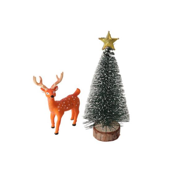 Miniature Christmas Scene Model Handmade Mini Wood Elf Door Festive Holiday Atmosphere Model Dollhouse Decor