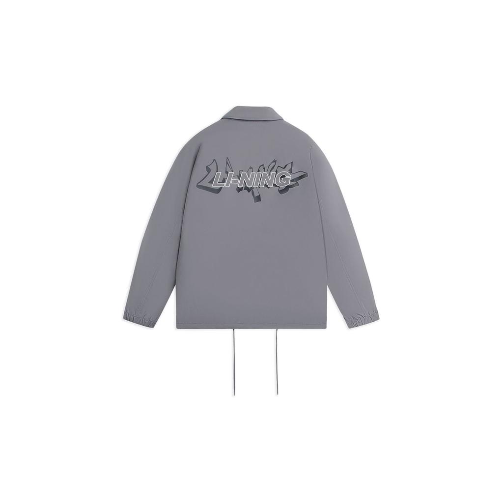 Li Ning Logo Повседневная спортивная хлопковая куртка с длинным рукавом Мужские куртки Storm-Gray AJMS121-3