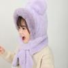Windproof Kids Hat Hooded Scarf One-Piece Infant Beanies Cap Cute Winter Baby Hat Scarf