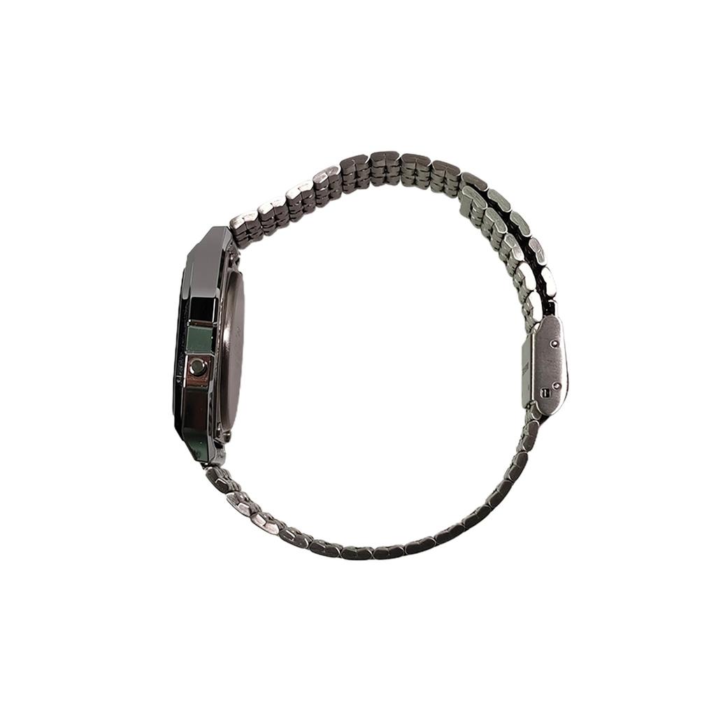 CASIO Custom Collection Quartz Movement Stainless Steel Strap Watch Unisex Black Dial A159WA-N1D