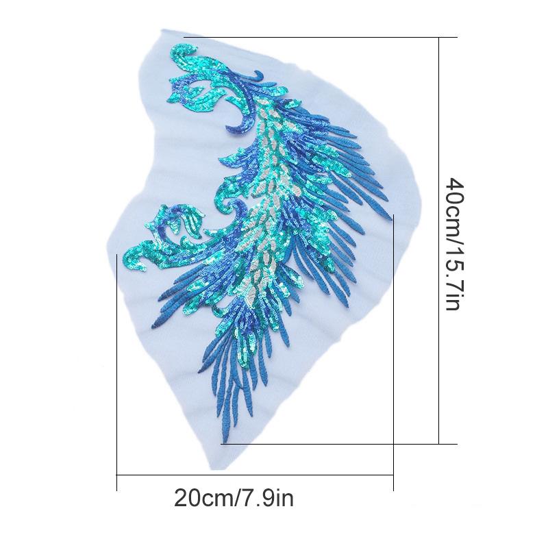 Вышитые нашивки Швейные аксессуары Перья Пайетки Кружево Рукоделие Хвост Феникса Сделай сам Пайетки Нашивки