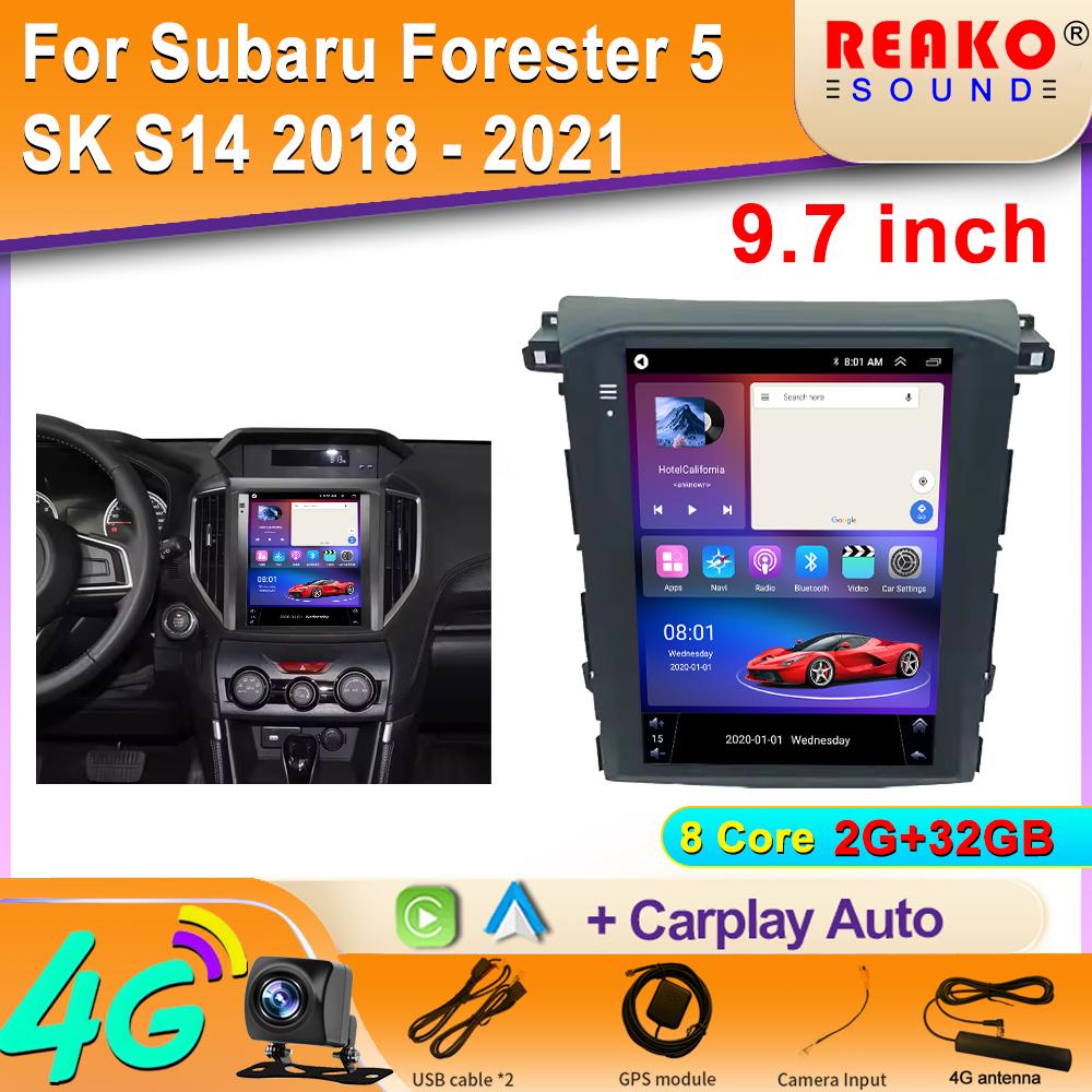 9,7-дюймовый IPS для Subaru XV Forester 2018-2021 автомобильное радио Android 14 4G WIFI Carplay стерео 2 Din DVD-плеер GPS-навигация
