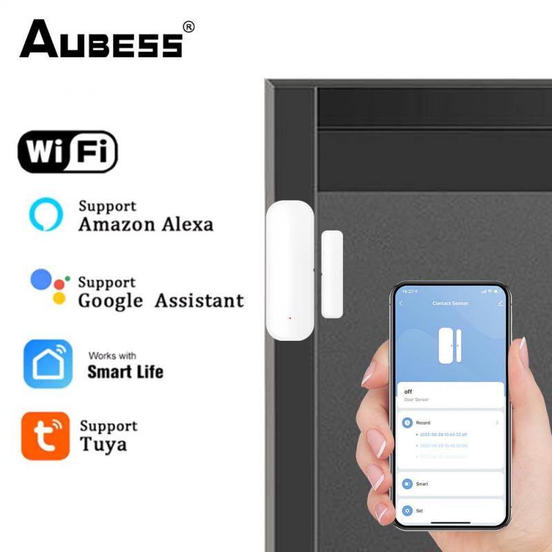 Tuya WiFi Smart Door Sensor Wireless Magnetic Sensor Door Window Open Closed Detectors Автоматизация Домашняя безопасность через Alexa Home