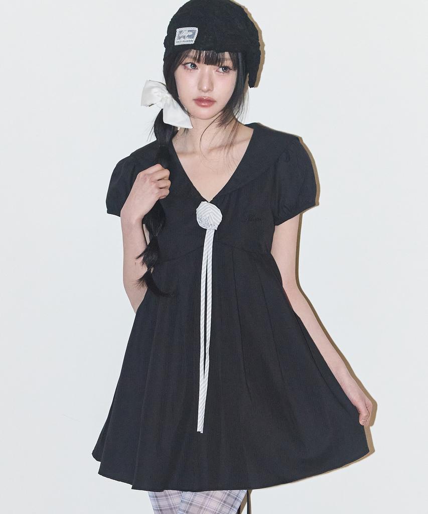 Iligo Sailor Collar Dress Black