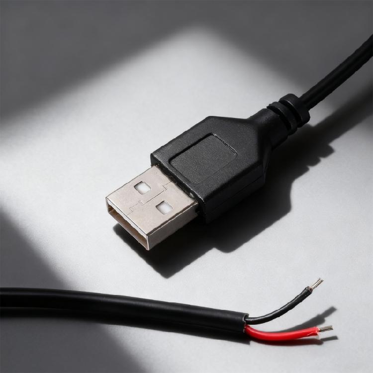2-жильный USB-шнур питания с оголенными проводами 22AWG, луженый наконечник, с переключателями, поддержка 5 В/1 А, кабель питания, пластиковая текстура, для ремонта