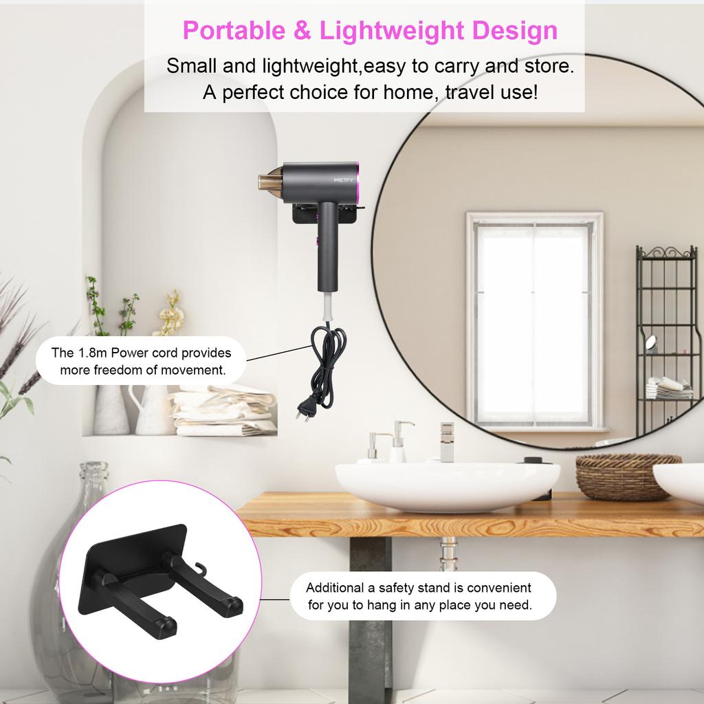 Легкий фен Pretfy, дорожные фены для женщин мощностью 1800 Вт, профессиональный ионный фен
