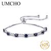 2.45ct Женский регулируемый серебряный браслет с сапфирами