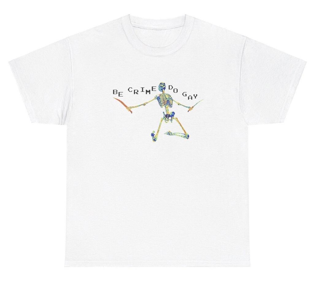 Be Crime Do Gay Skeleton T Shirt Funny Lgbtq Meme Gen Z Offensive Cursed Tee
