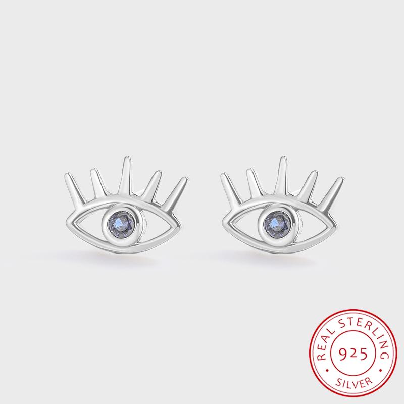 Creative Eye Shape S925 Silver Earring for Women's Simple Zircon Earrings Jewelry Anniversary Gift Sterling Silver Jewelry