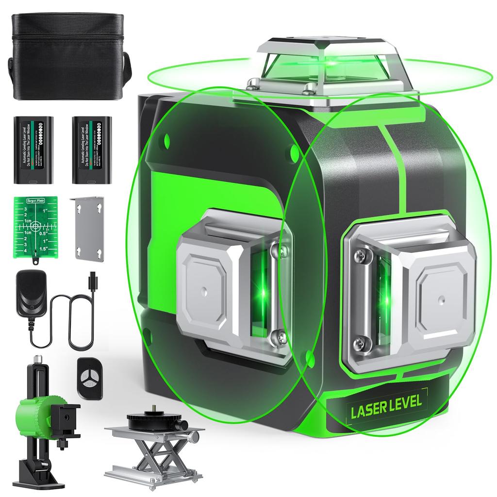 FELLAT Laser Green 12 Automatic Tilt 5 Brightness Type C Japanese Instruction Manual Included Level, 3x360° Laser, Lines, Correction, Mode, Settings,