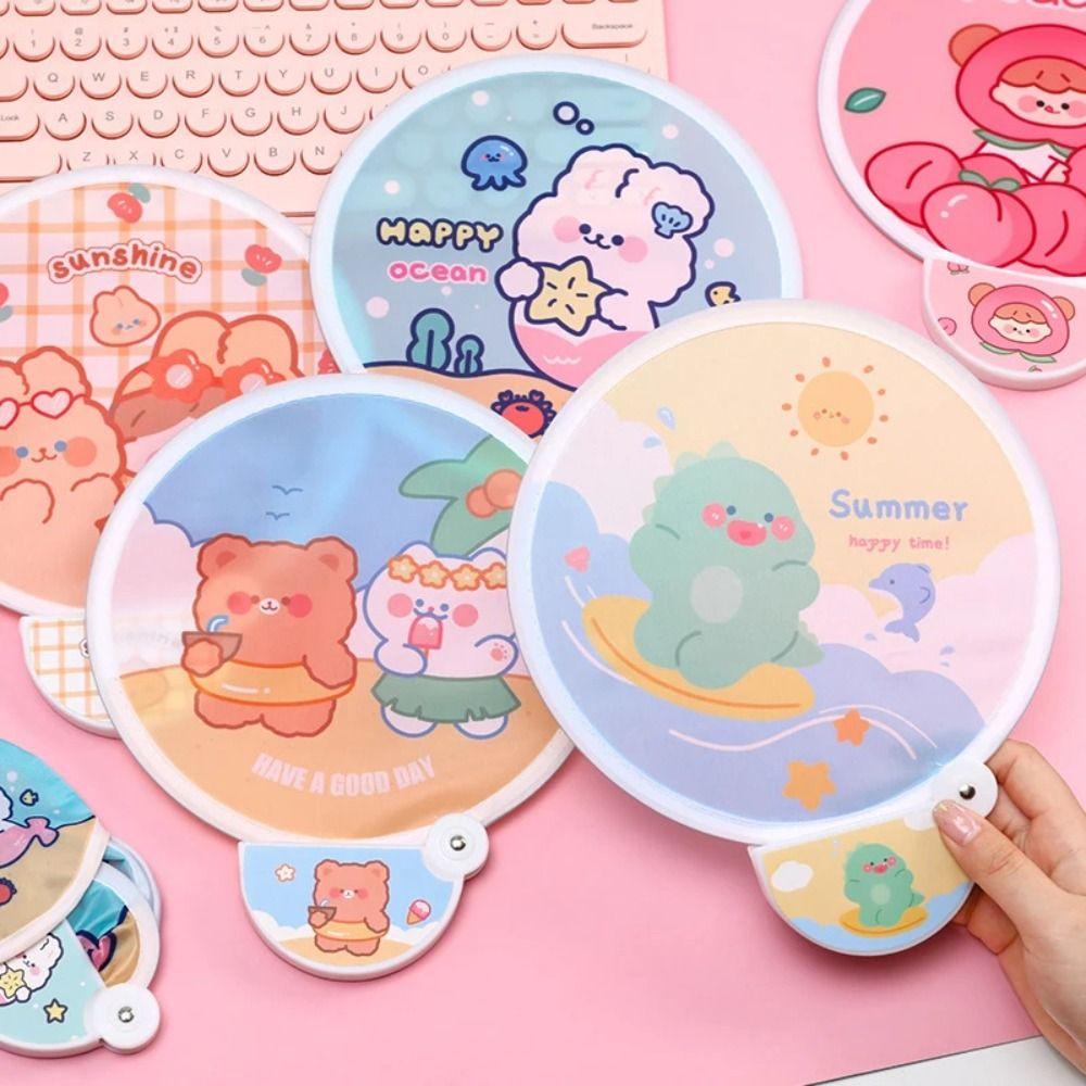 Мини круглый веер мультяшный карманный веер милый складной веер