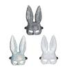 Rabbit Mask With Large Eye Designs Festival Elastic Bands Rabbit Face Mask with Glass Charm for Themed Celebration