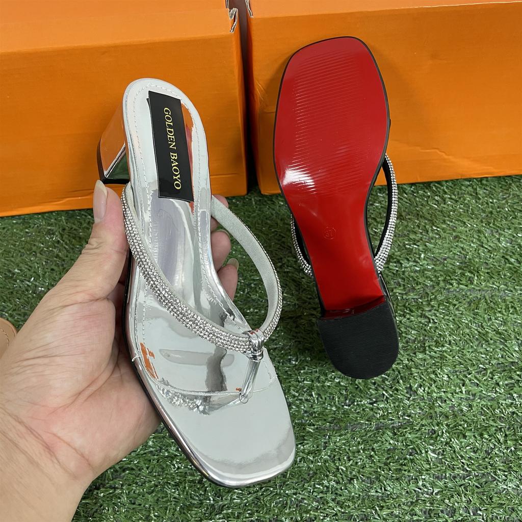 Туфли на тонком каблуке Женские тапочки Уличные шлепанцы Резиновые шлепанцы Мюли на каблуке Низкие пантофли Черные сандалии Гавайские высокие блестки